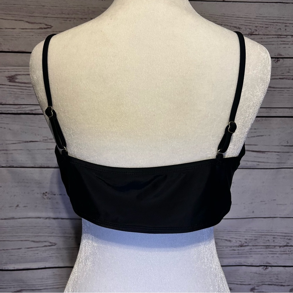 Mae Bikini Top XL (16–18) | Black Swimsuit Top with Colorful Embroidered - Picture 3 of 5